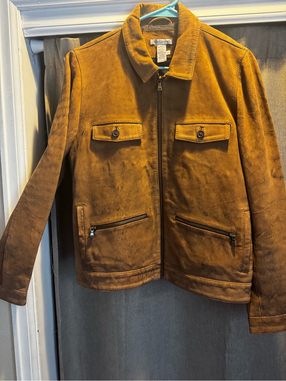 Carbon2Cobalt Suede Jacket in Cognac Brown